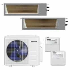 Best Pirce ⌛ Durastar 17000 BTU Cooling / 18000 BTU Heating 21.3 SEER 208 Volt Dual Zone Mini Split System with Concealed Duct Evaporators 🌟